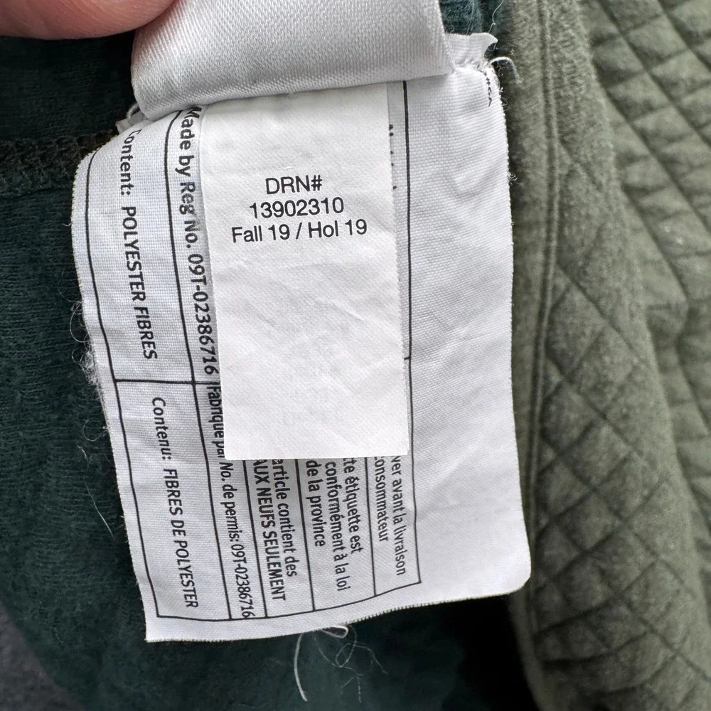 Eddie Bauer Quilted Quarter Zip Pullover Mens TXL Green Long Sleeve Outdoor‎